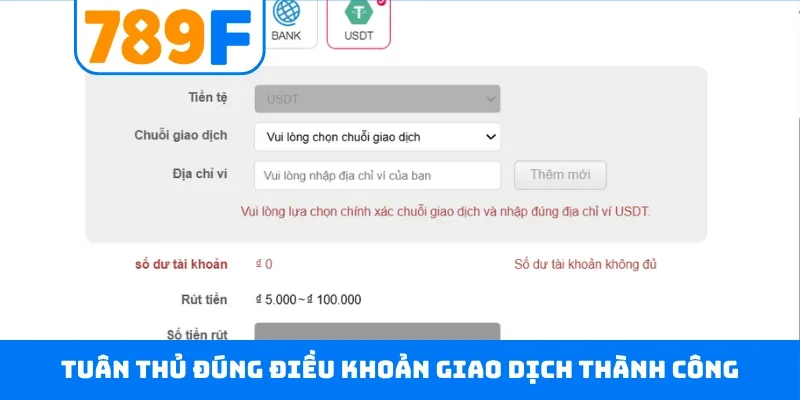 Tuân thủ đúng điều khoản giao dịch thành công